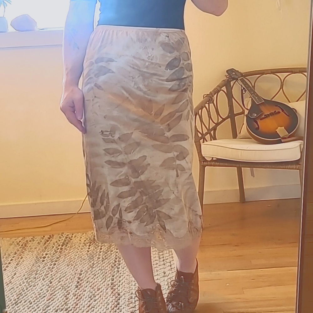 Vintage hand dyed silky slip skirt